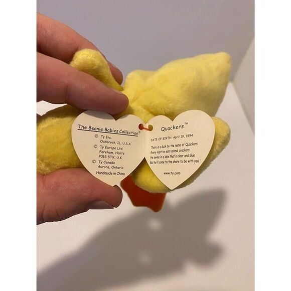 Ty 1994 The Beanie Baby Quackers the Duck Collectible Plush Toy - Picture 5 of 8